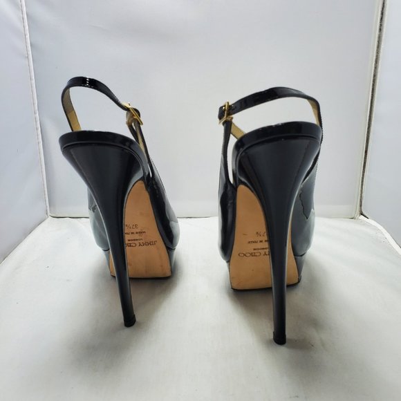 Jimmy Choo peep toe platform shoes sling back buckle fastenings Black 37… - Picture 4 of 13